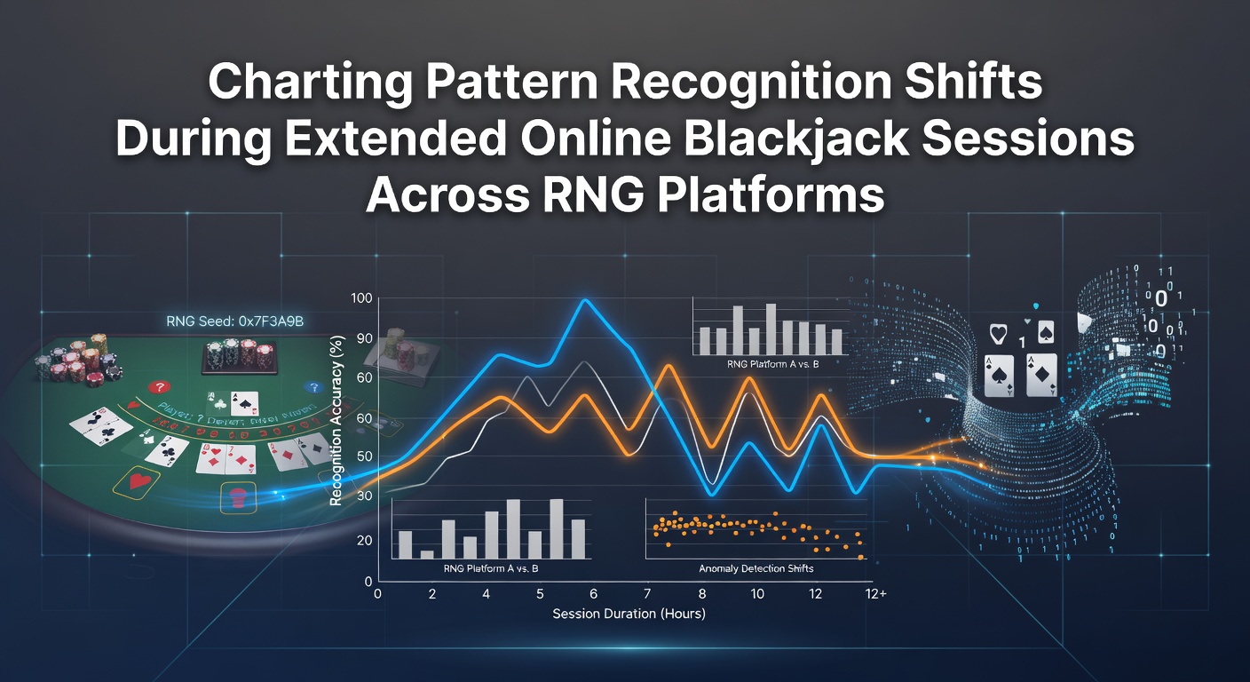 Visual representation of pattern recognition shifts during extended online blackjack sessions on RNG platforms showing card sequences and player decision graphs