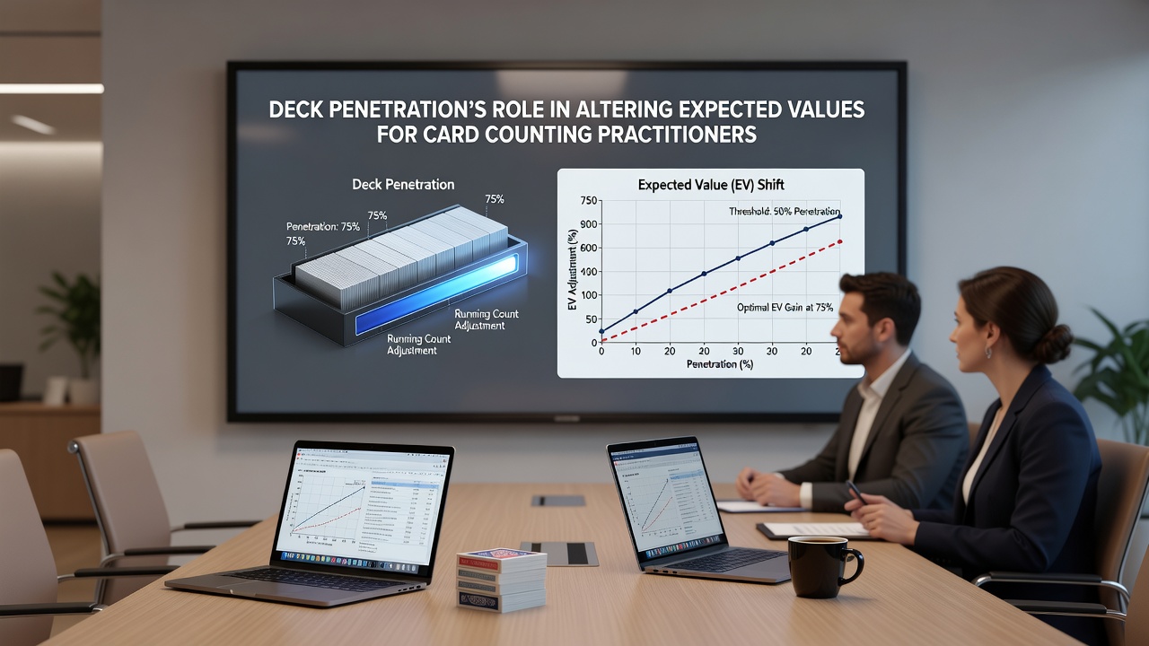Chart showing expected value changes across different deck penetration percentages for common card counting systems
