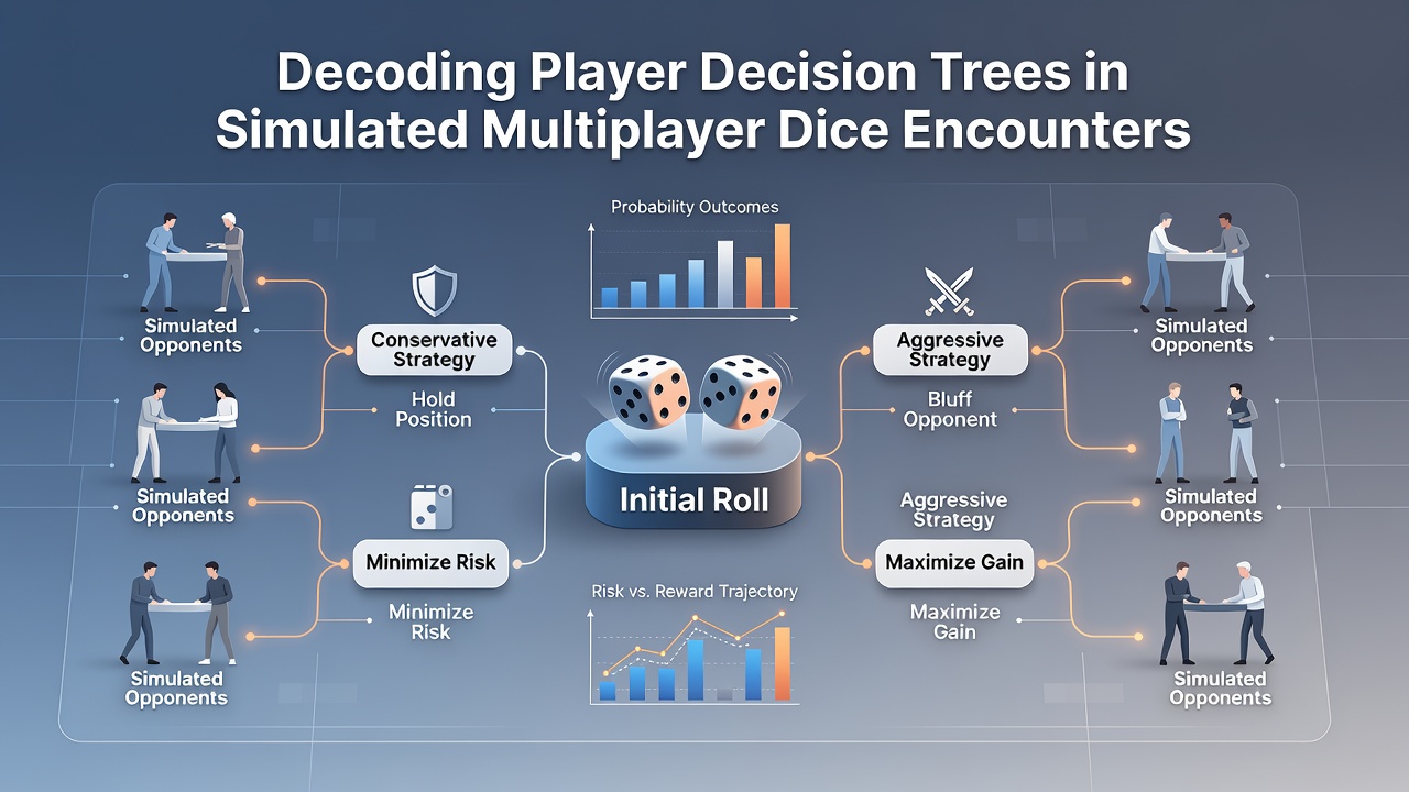 Diagram illustrating multiplayer branching paths in dice-based simulations