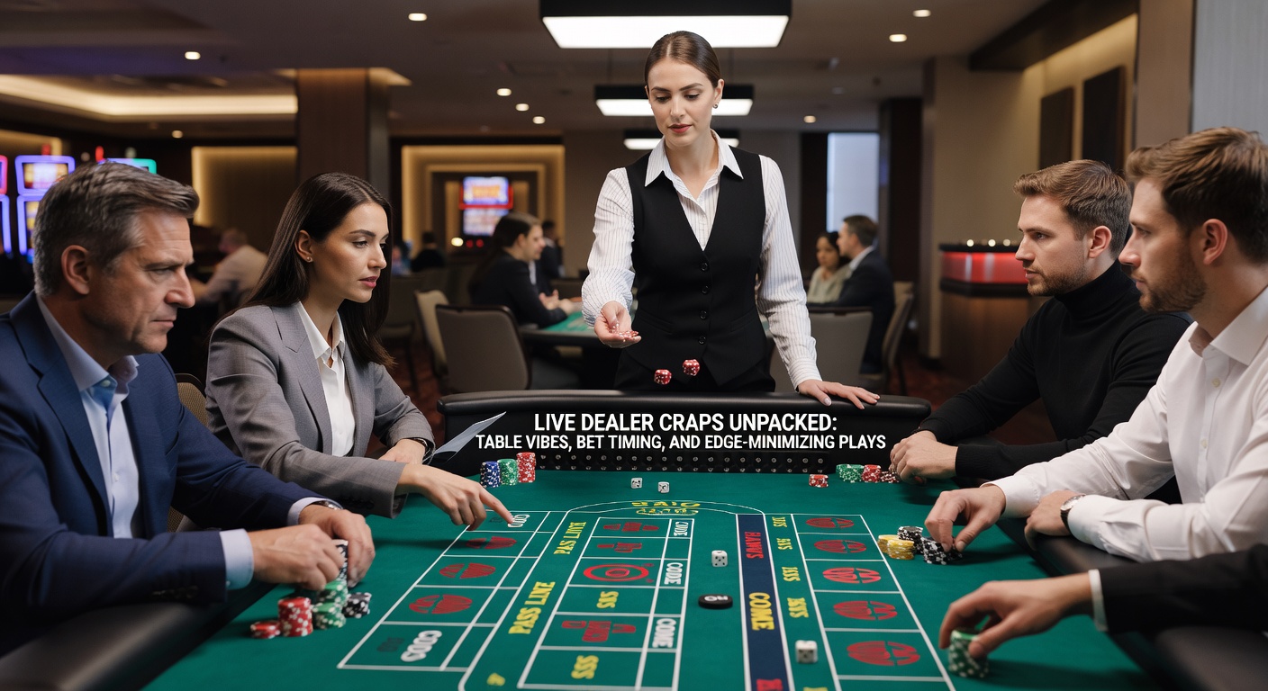 Close-up of live dealer announcing bet closure with dice ready for the come-out roll