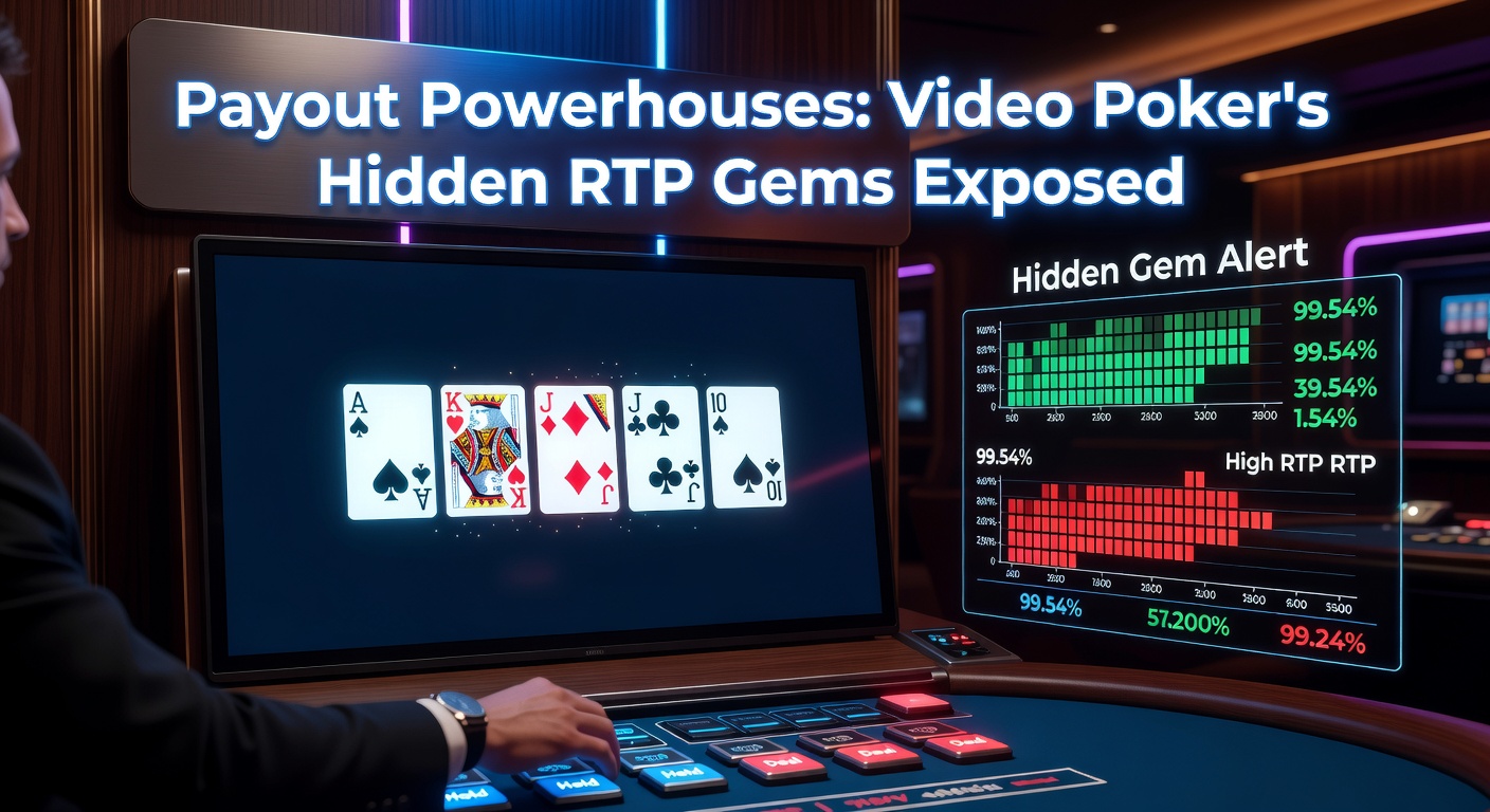 Close-up of a glowing video poker screen displaying a near-royal flush hand, highlighting high-stakes payouts in a bustling casino environment