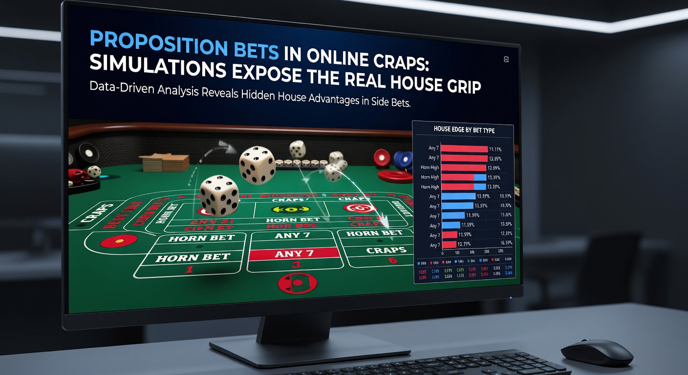 Graph from craps simulation showing house edge comparison: prop bets towering over line bets, with millions of rolls plotted on the x-axis