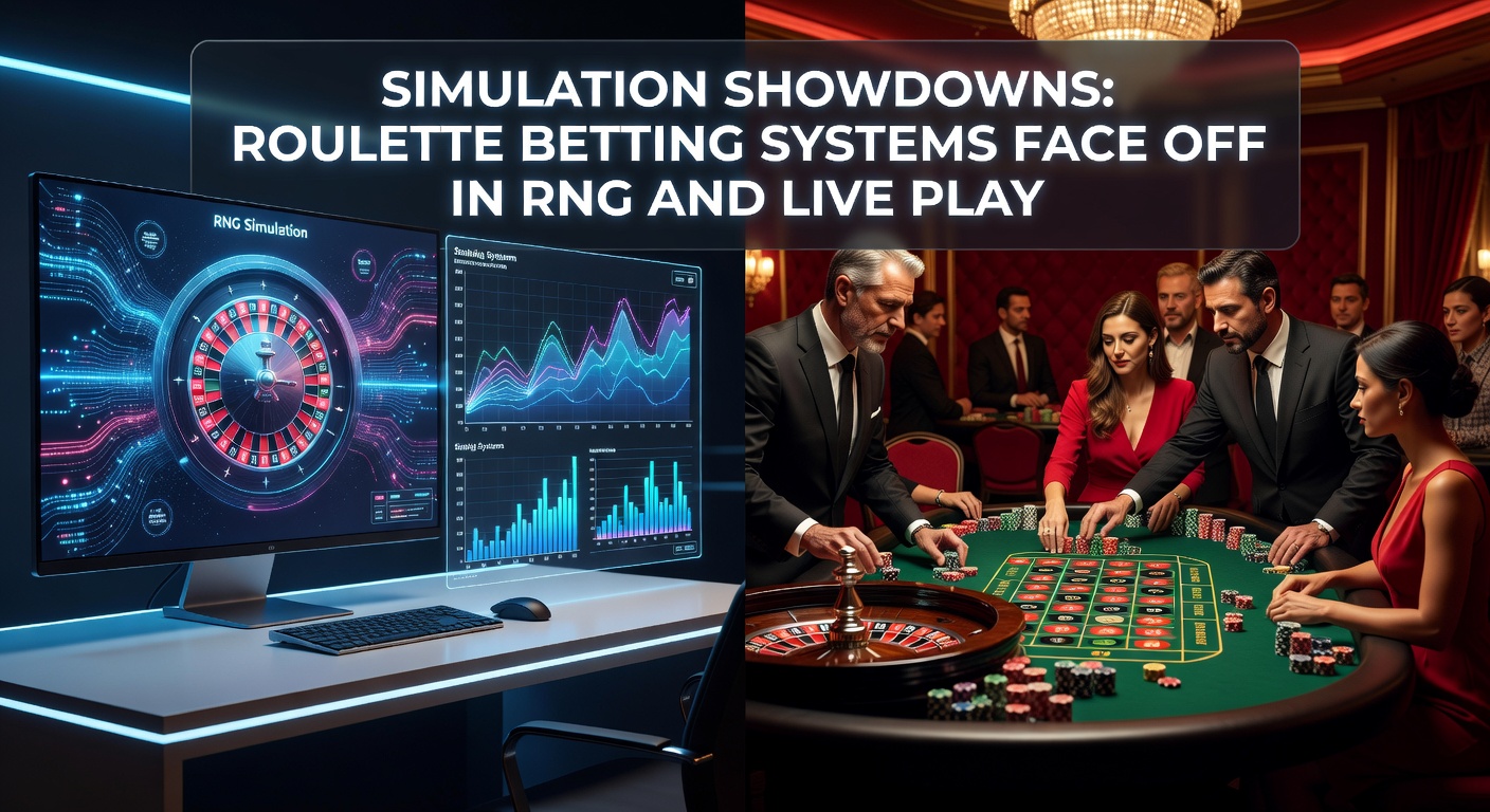 Graphs comparing betting system performance curves in RNG simulations versus live dealer data, with steep declines over spins