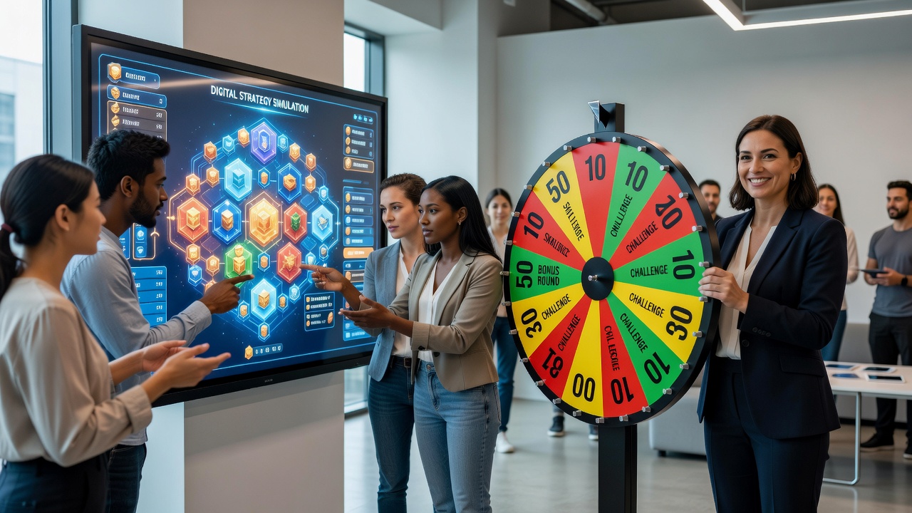 Player engaging with digital board game strategy before transitioning to physical roulette wheel environment