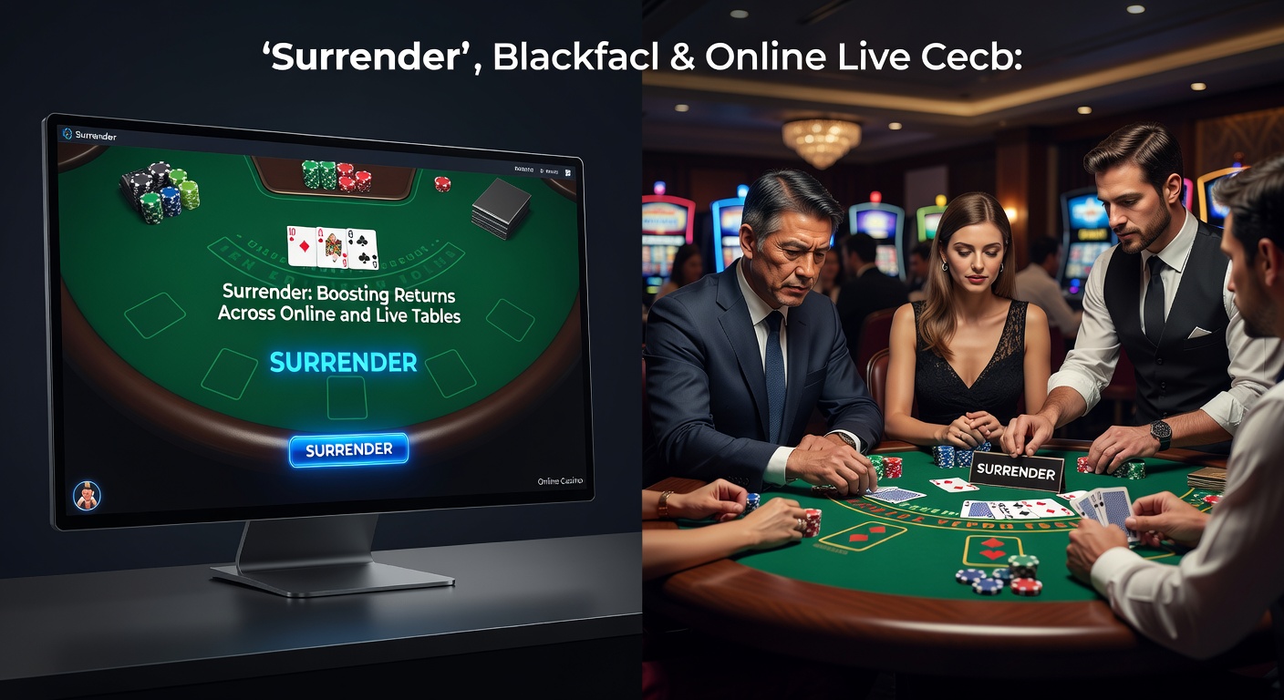 Close-up of a blackjack table showing surrender chip placement during early decision phase