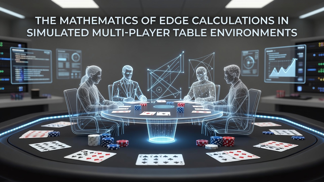 Mathematical diagrams and probability charts illustrating edge calculations in simulated table environments