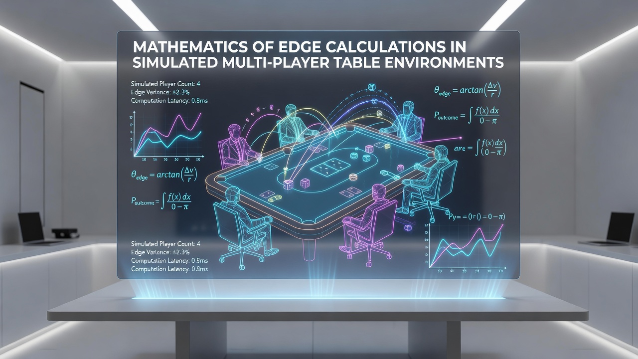 Simulation software interface displaying multi-player table probability outputs and edge metrics