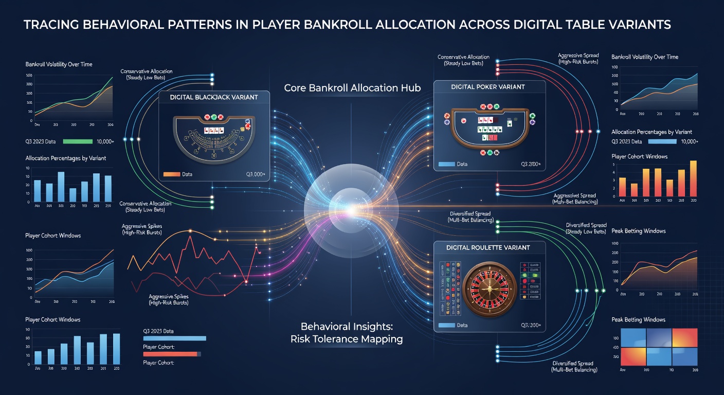 Chart displaying average percentage allocations of player bankrolls across different digital table game variants over time